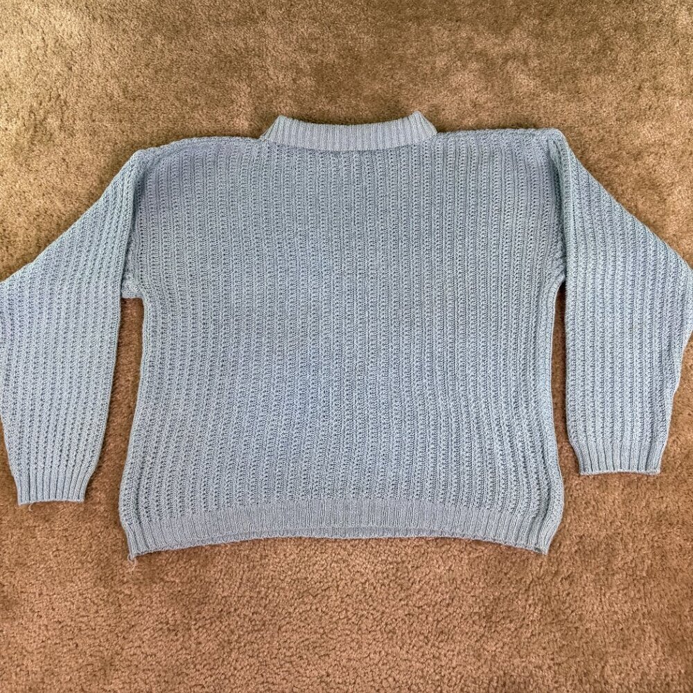 VTG WOMENS PARINELLO SILK SWEATER BLUE COLLARED KNIT SIZE LARGE F029 - Picture 6 of 9
